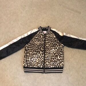 Leopard Print Kids Jacket with Black and Cream Accents
